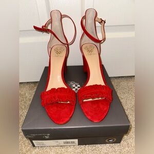 SIZE 12 Vince Camuto Red Open Toe Block Heels